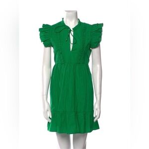 Caroline Constas Kelly Green‎ Ruffle Babdydoll Mini Dress Preppy